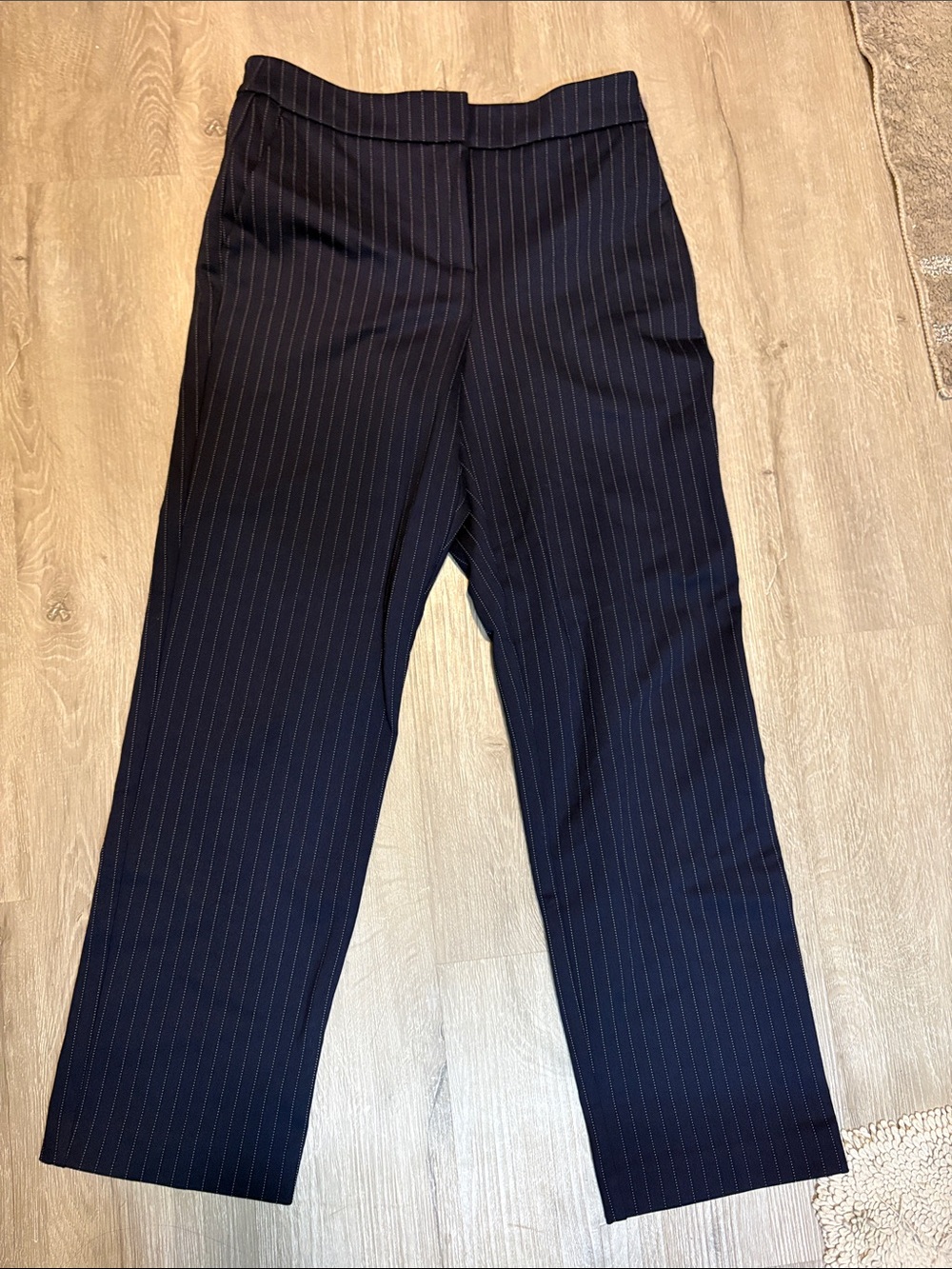 Women's Navy Pinstripe Wide-Leg Dress Pants